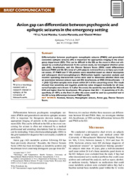Anion gap can differentiate between psychogenic and epileptic seizures in theemergency setting